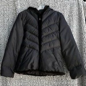 PASHA & JO Dark Brown Puffer Style Jacket with Fur Trim